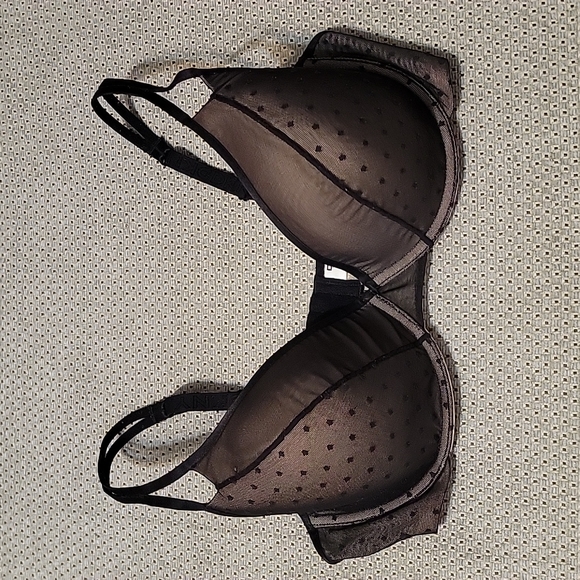 EUC DKNY Black "Broadway Beauty Dots" Lace Contour Underwire Bra  - 36D - Picture 1 of 10